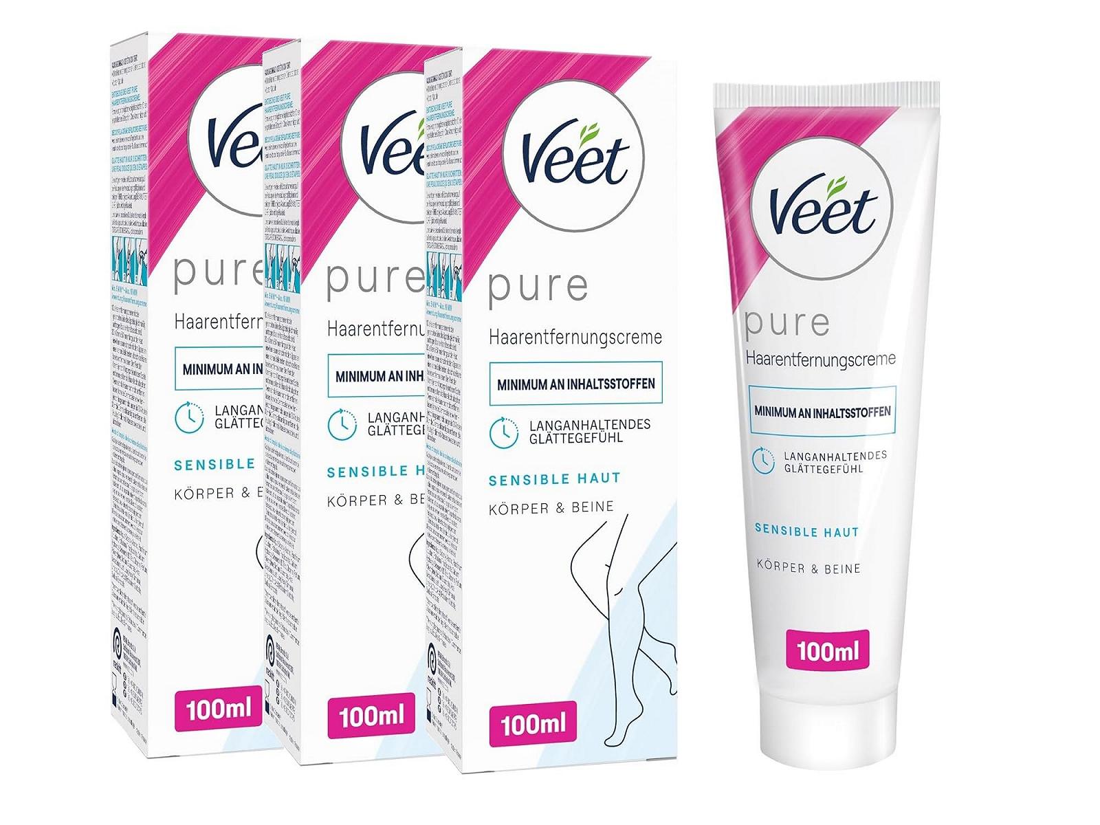 Крем для депиляции Veet Silk & Fresh для чувствительной кожи 300 мл (3 х 100 мл), фото №1