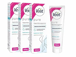 Крем для депиляции Veet Silk & Fresh для чувствительной кожи 300 мл (3 х 100 мл) - Фото 1