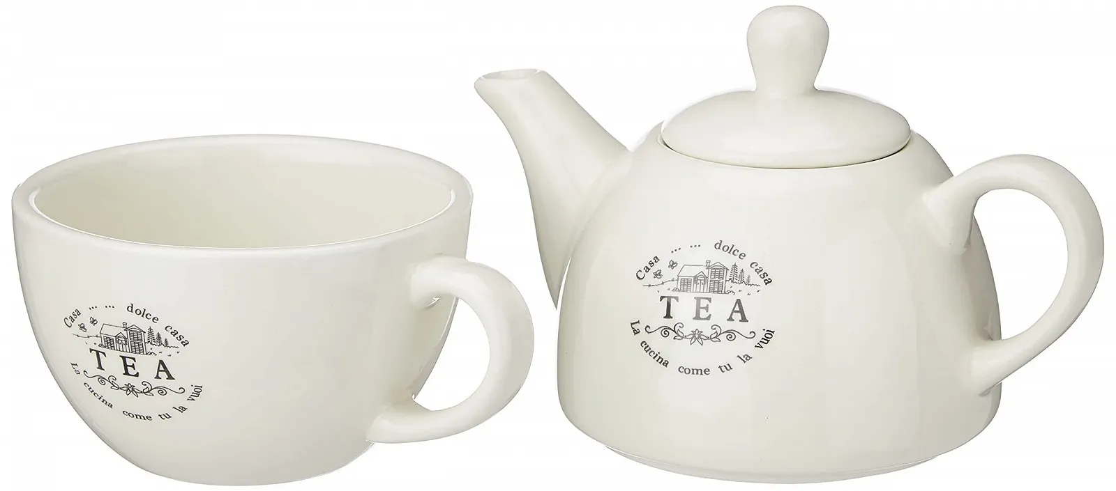 Чайник-заварник Tognana Sweet Campania Home з чашкою, білий, фото №1