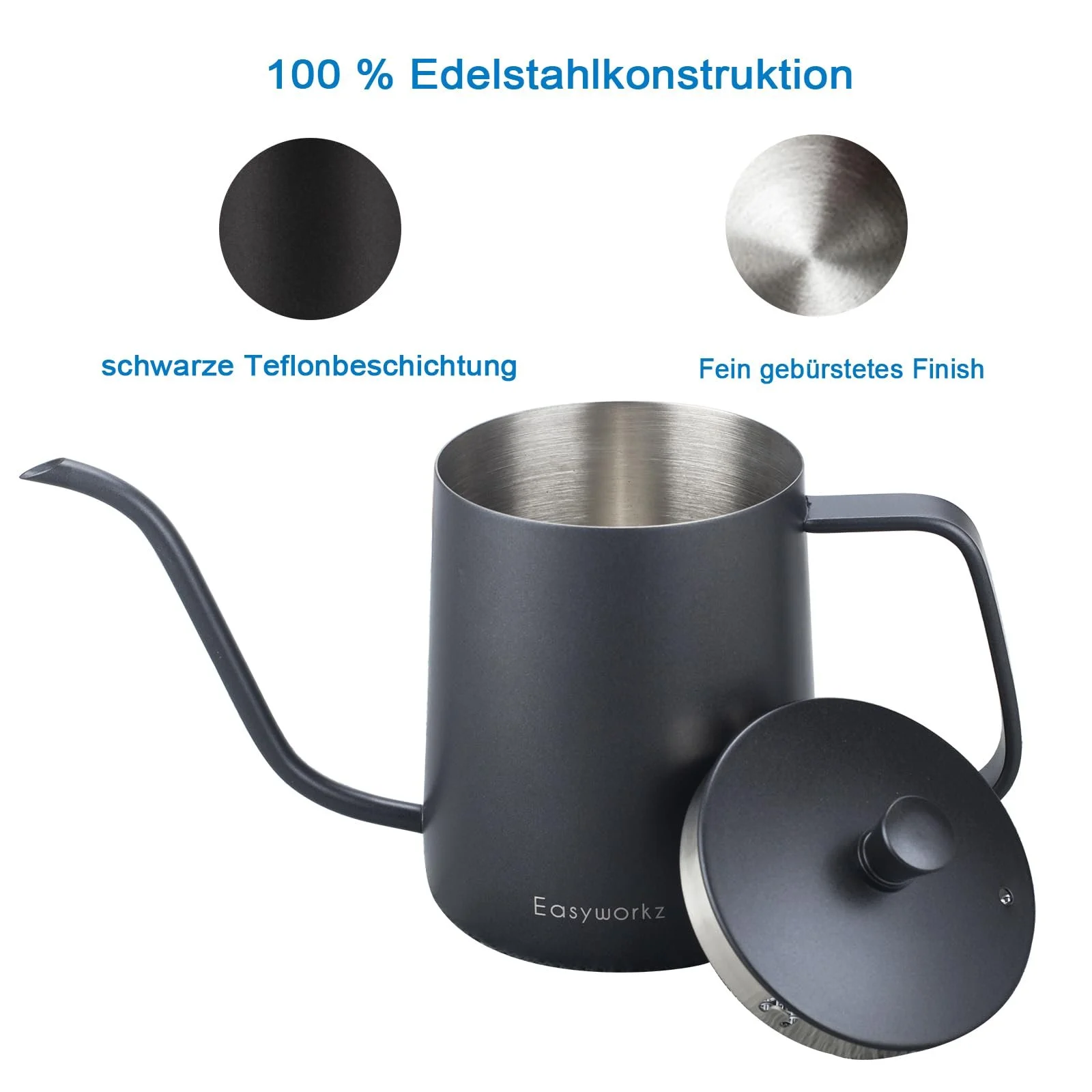 Чайник для приготування кави методом Pour Over Easyworkz Gage 350 мл з нержавіючої сталі, з довгим носиком, фото №3