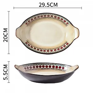 Форма для запекания керамическая большая овальная глубокая с двойными ручками synthetic.ua - Фото 1