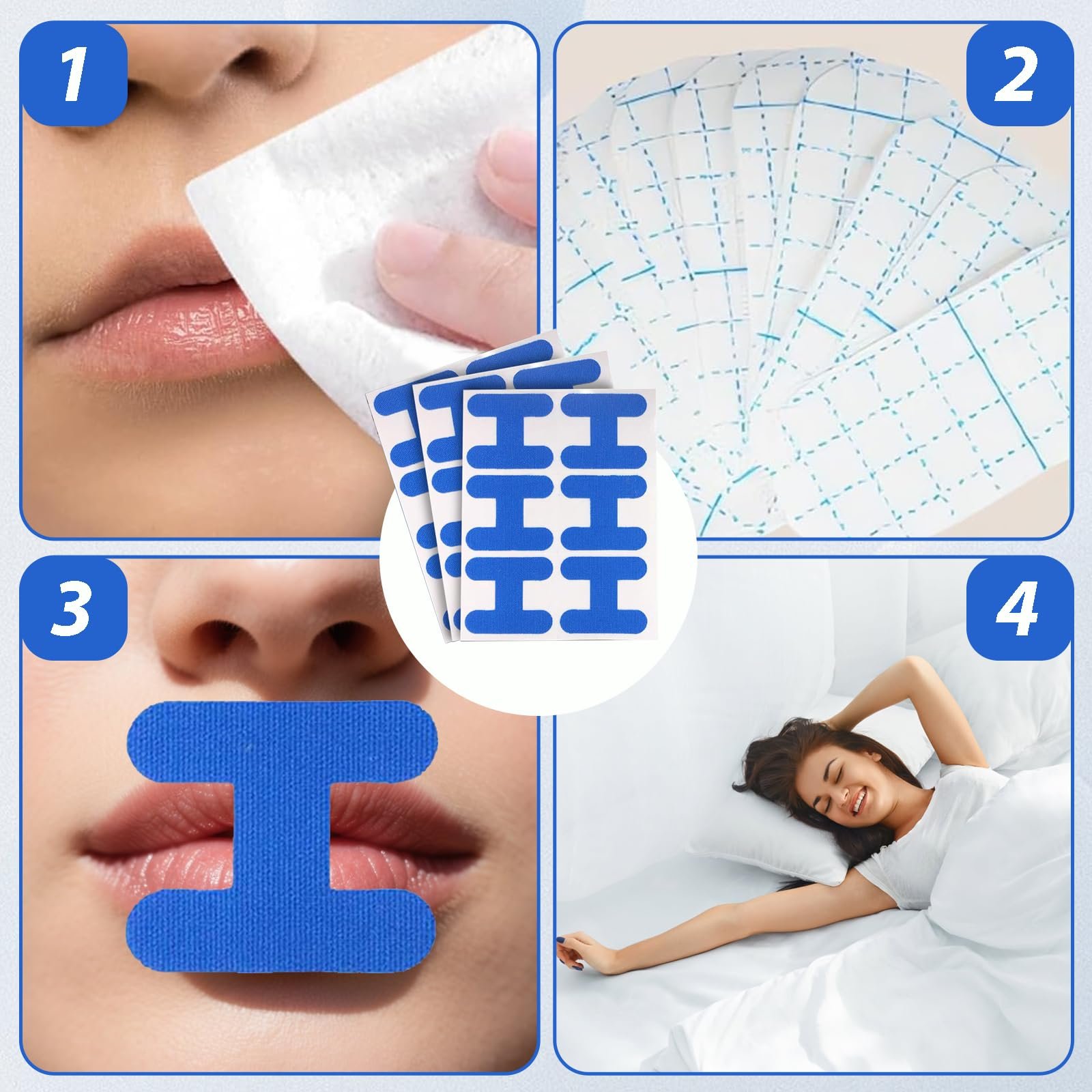 Пластыри для рта для сна (72 шт. в упаковке), H-образной формы, от храпа, помогающие дышать носом, фото №5