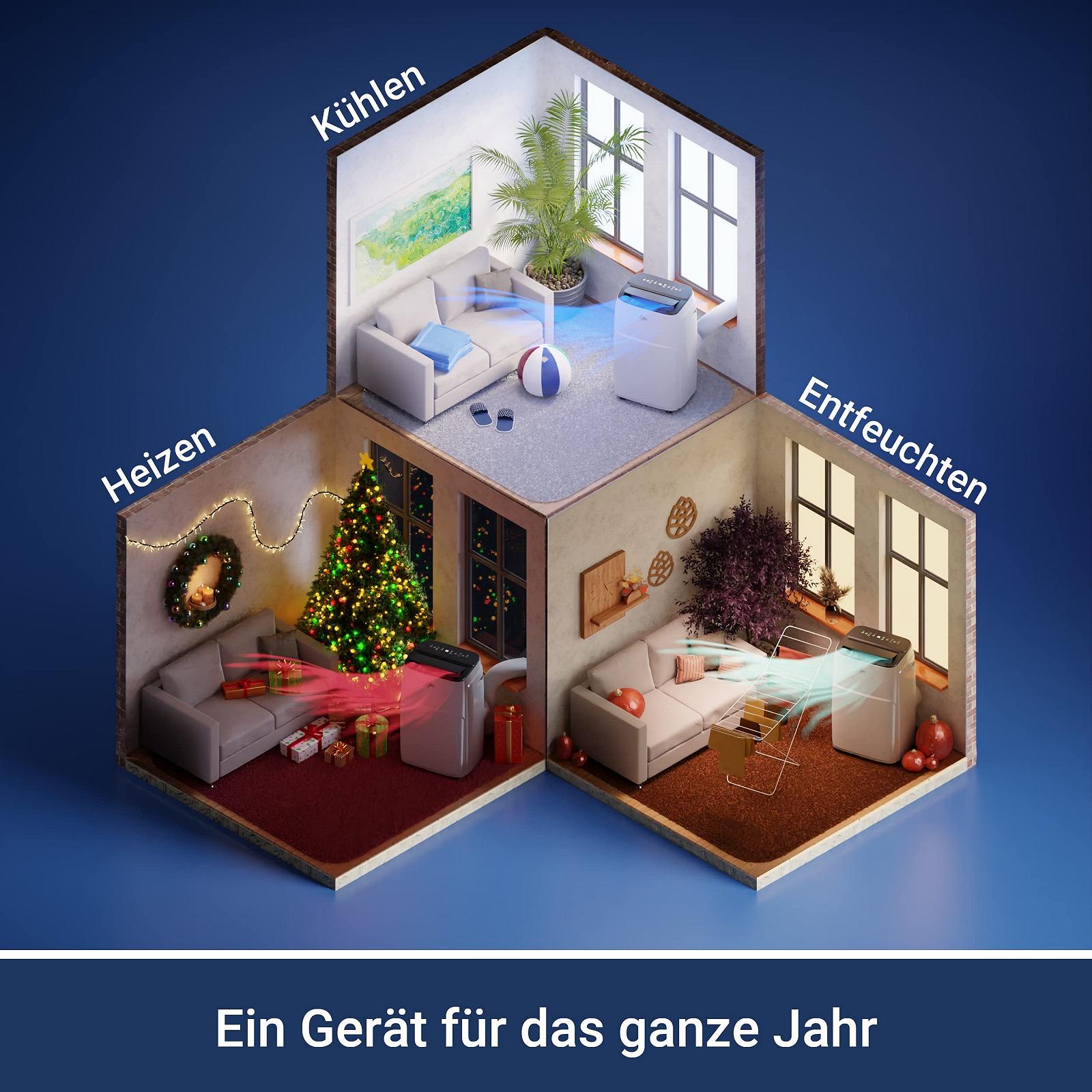 Мобільний кондиціонер SUNTEC Impuls 3.5 Eco R290 App 12000 BTU 3517 Вт до 60 м² з функцією обігріву та керуванням через додаток Білий, фото №4