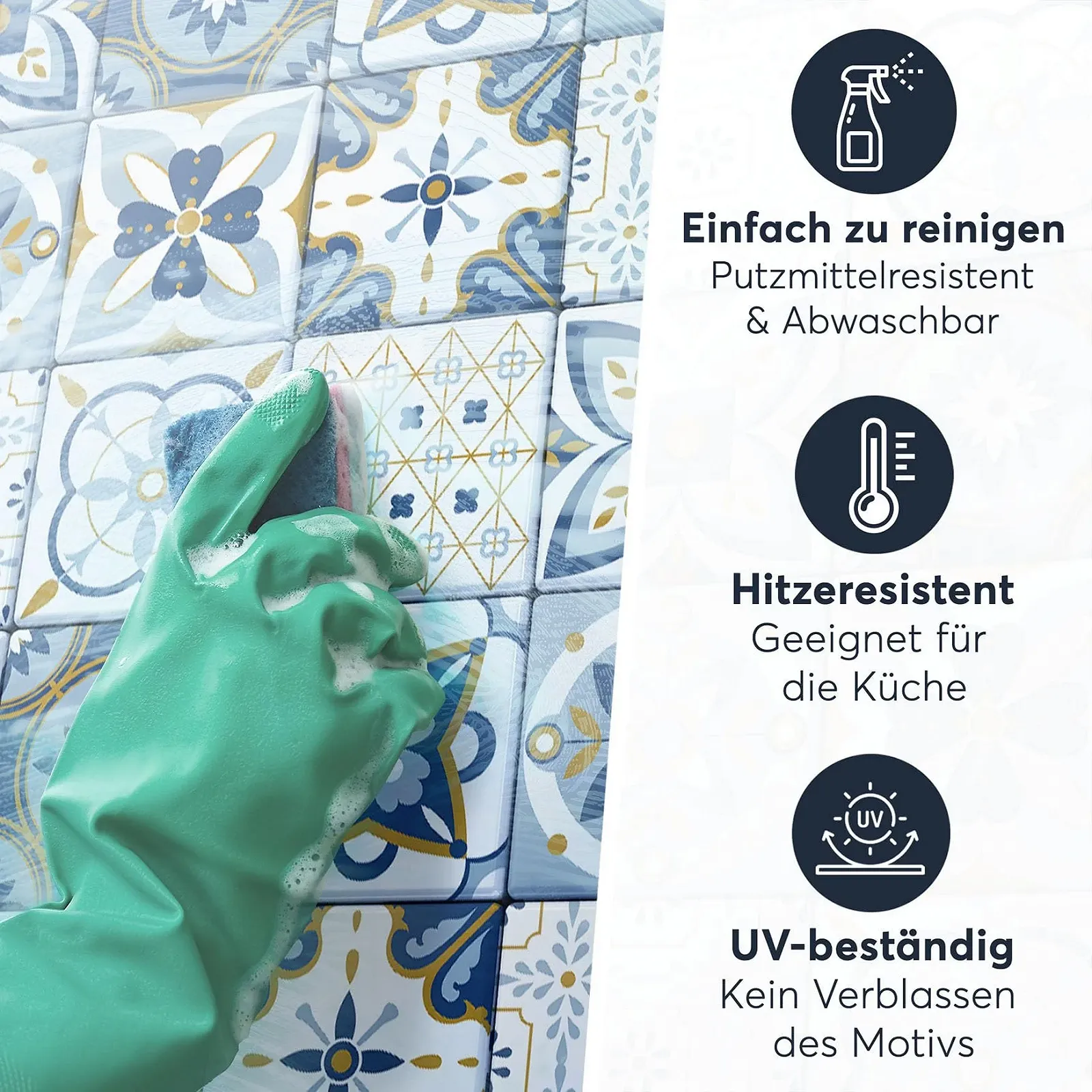 Наклейка на плитку creatisto Візерунчастий бірюзовий орнамент 9 шт 20 x 20 cm Самоклеюча, фото №6