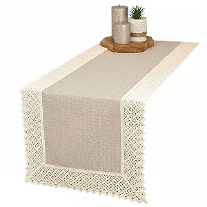 Купити Ранер Linen Look Lace 40 x 80 см 230 г/м² Cotton Polyester Beige / Ecru Mottled - Фото 1 Ранер Linen Look Lace 40 x 80 см 230 г/м² Cotton Polyester Beige / Ecru Mottled - Фото 1