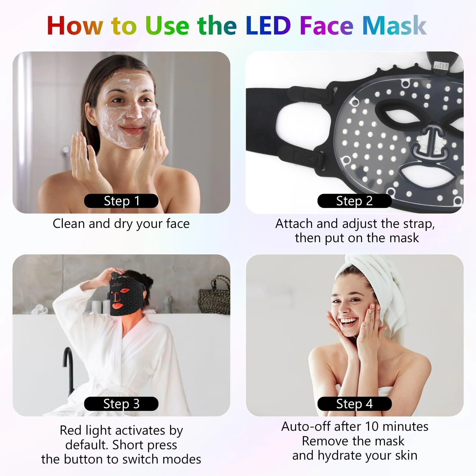 LED Маска для лица USUIELIGHT с красной лампой, 7 цветов LED светотерапии для лица и кожи, фото №7