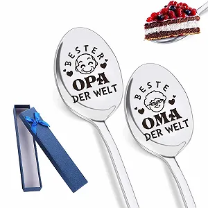 Ложка кавова NoName Найкраща бабуся і дідусь у світі, сріблястий - Фото 1