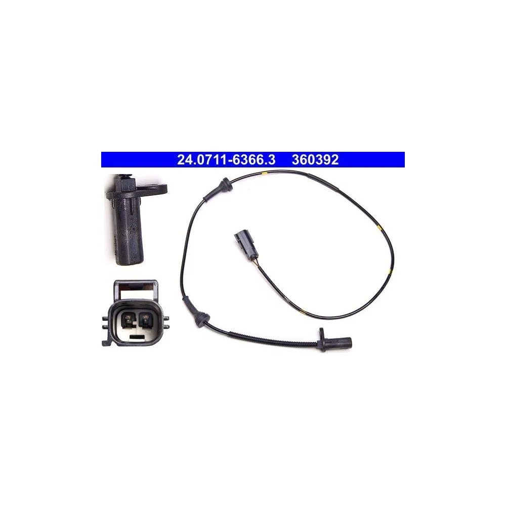 Датчик частоты вращения колеса ATE 24.0711-6366.3 для VOLVO, передняя ось слева, фото №1