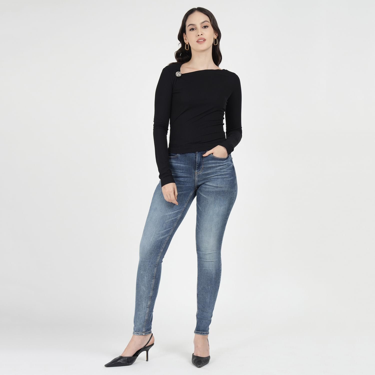 Жіночий лонгслів GUESS - Febe Top - Чорний - S, фото №3