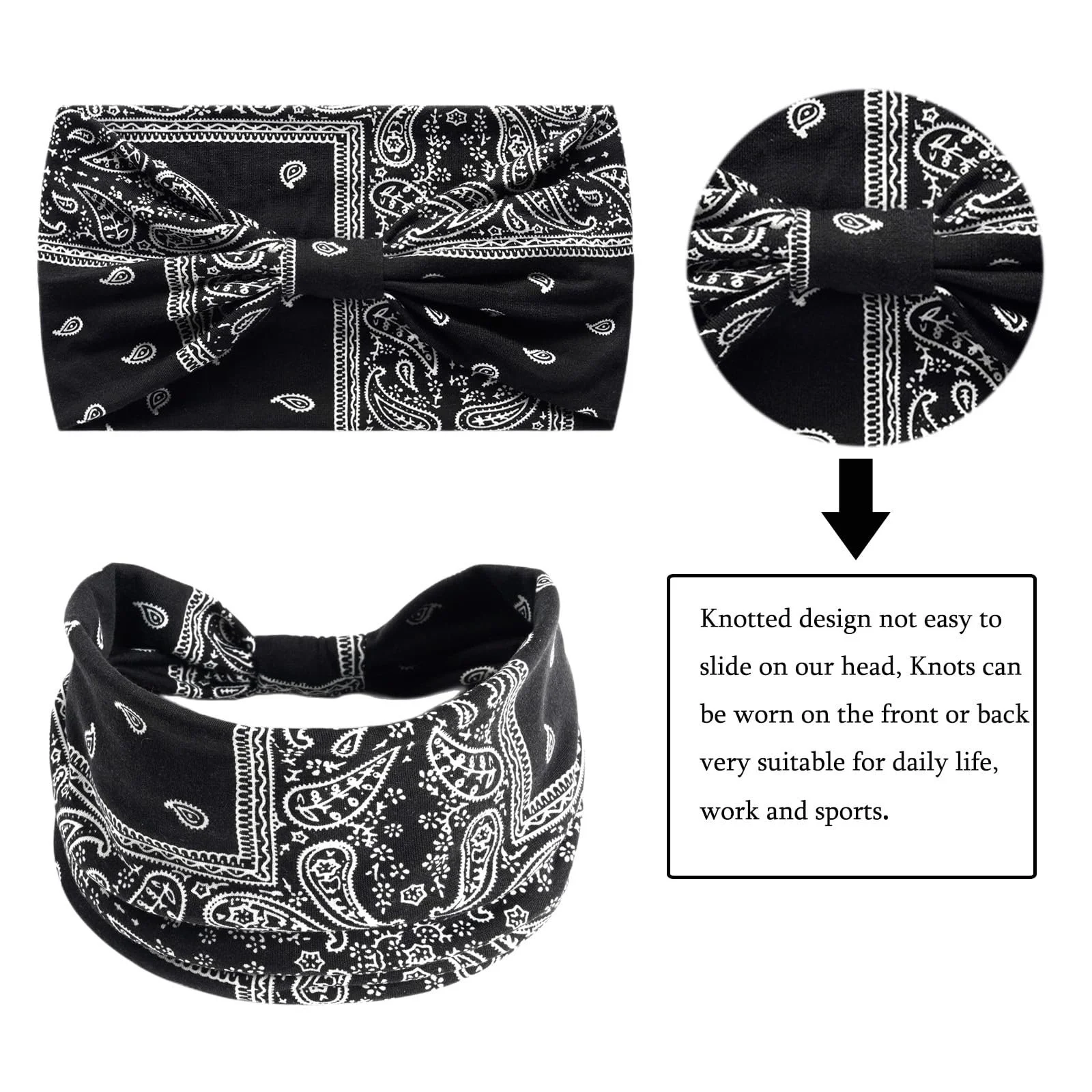 Пов'язка Спортивна для йоги Еластична бавовняна широка для жінок і дівчат 16007, фото №4 Пов'язка Спортивна для йоги Еластична бавовняна широка для жінок і дівчат 16007, фото №4