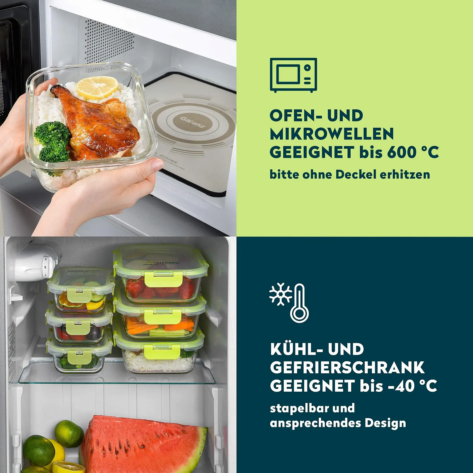 Контейнери для зберігання продуктів FITPREP скляні герметичні на затискачах Прозорий, фото №3