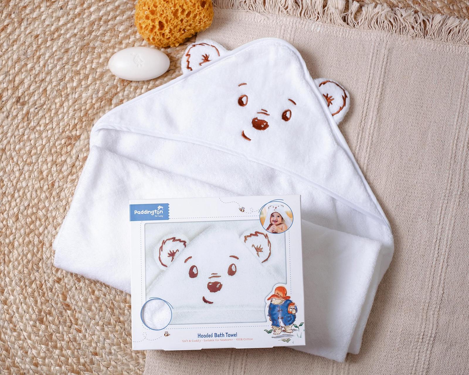 Полотенце с капюшоном Kokomo Studio Ltd Paddington Baby Luxury, 100% хлопок, очень мягкое, с вышивкой мордочки медвежонка Паддингтона, 75 x 75 см, фото №5