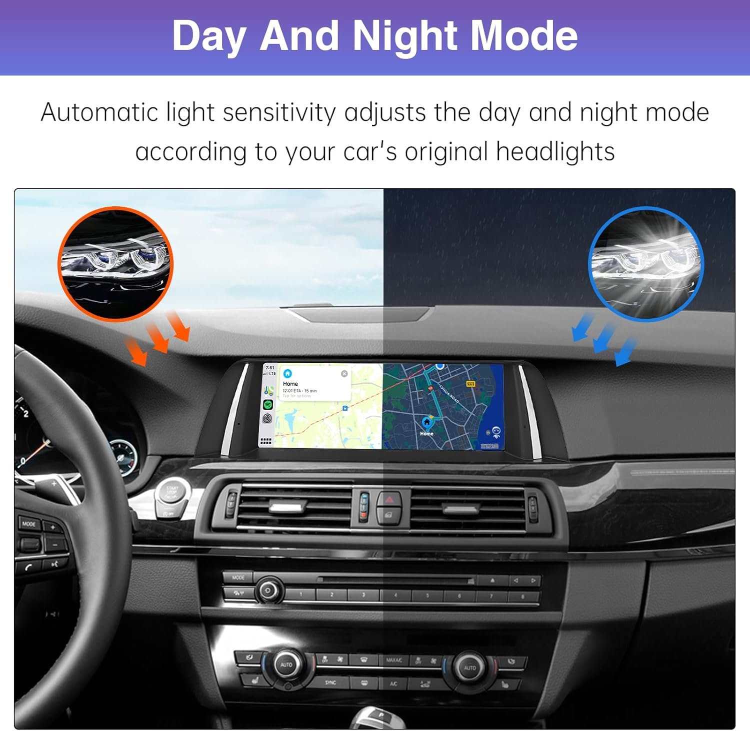 Штатна автомагнітола Road Top для BMW 5 Series F10/F11 2010-2011 Year with CIC System / 10.25" / Сенсорна / Linux / Apple CarPlay / Android Auto / Bluetooth / GPS / USB / AUX, фото №5