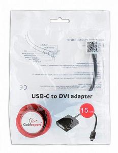 Адаптери (мультимедійні) Cablexpert USB3.1 Type C - DVI, 0.15 м, черный (A-CM-DVIF-01)