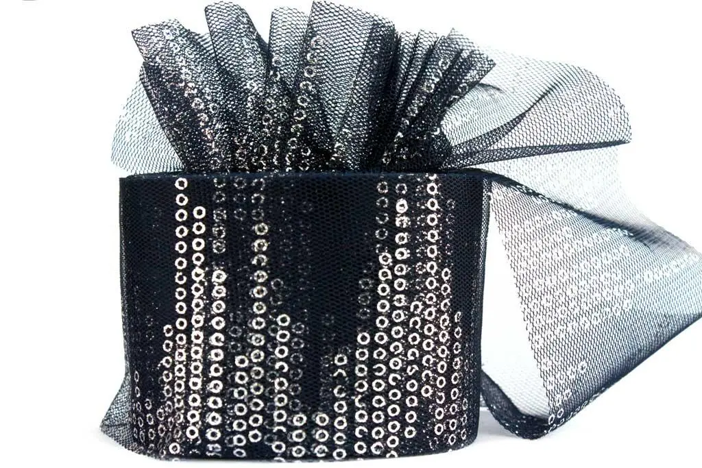 Фатин для бантиков Лентомания 6 см темно-синий с серебристыми кругами-блестками (Tulle6-drkblsqn), фото №1 Фатин для бантиков Лентомания 6 см темно-синий с серебристыми кругами-блестками (Tulle6-drkblsqn), фото №1