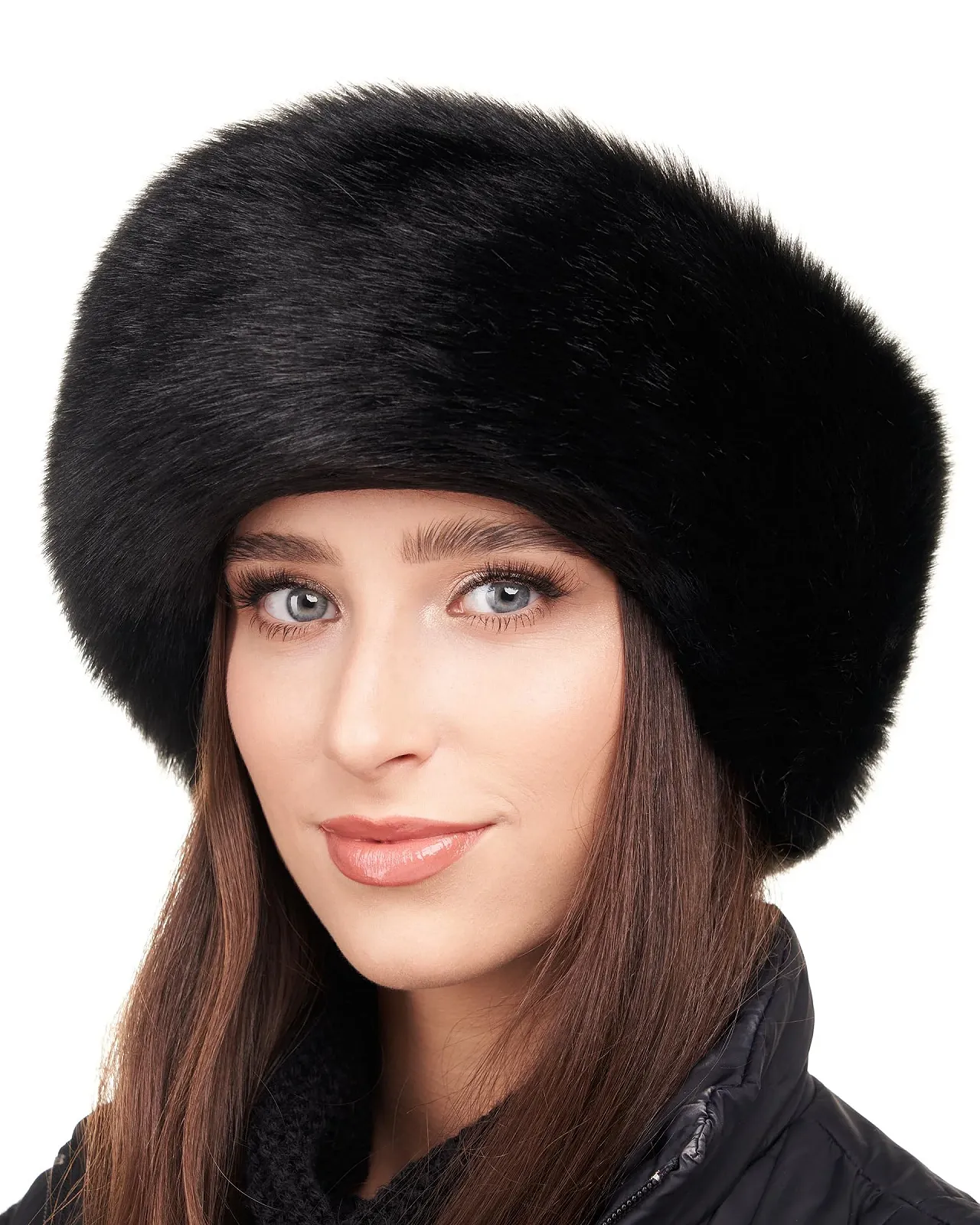 Пов'язка на голову Хутряна Сибірська, M, Чорний Сибірський, фото №1