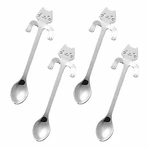 Набір кавових ложок з 4 котів, чайна з нержавіючої сталі - Фото 1