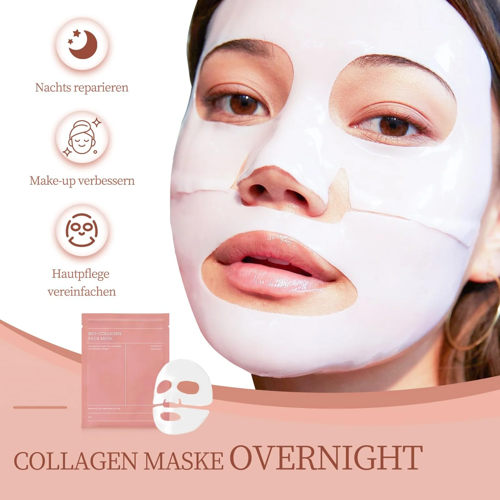 Маска колагенова нічна Organic Collagen, набір 4 шт, фото №4