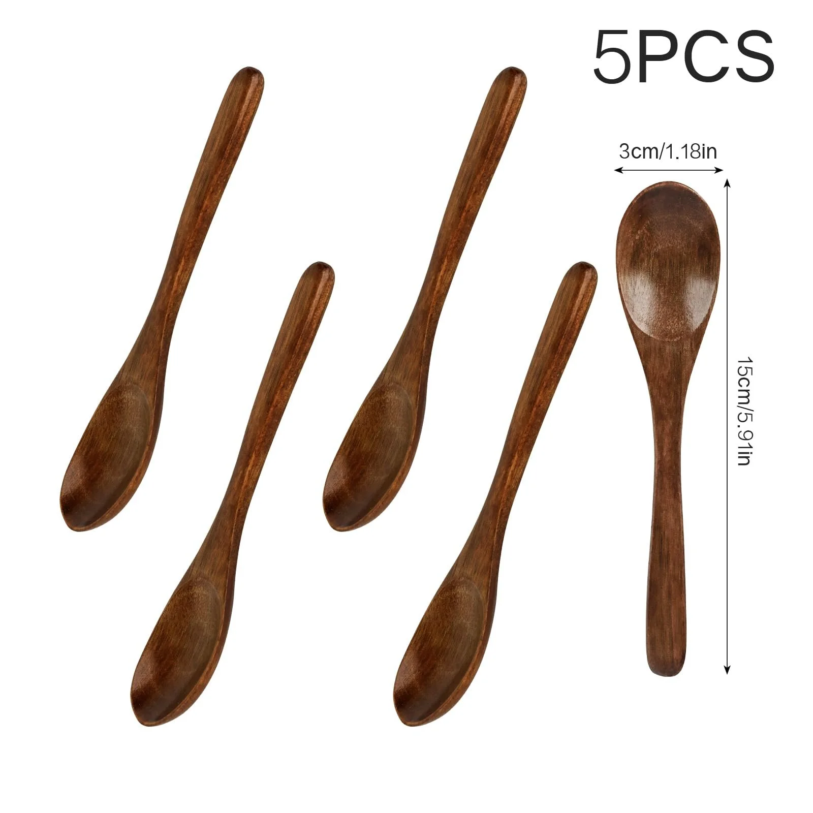 Набір дерев'яних ложок (5 шт.), маленькі, фото №7