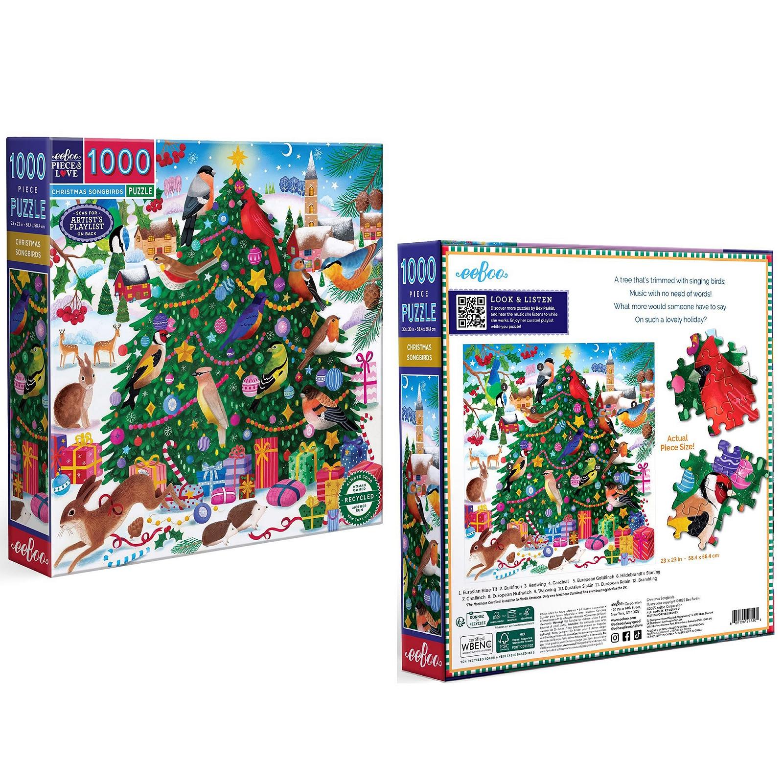 Пазл Eeboo Christmas Songbirds Рождественские певчие птицы 1000 элементов 58,5 x 58,5 см, фото №4