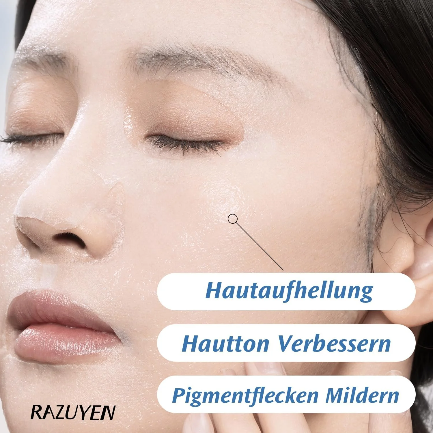 Тканевая Маска для Лица RAZUYEN Glow Effect (10 шт. в упаковке) с Розовой Водой, Ниацинамидом и Гиалуроновой Кислотой для Сухой, Бледной и Матовой Кожи, Восстанавливающая Увлажняющая Маска, фото №4