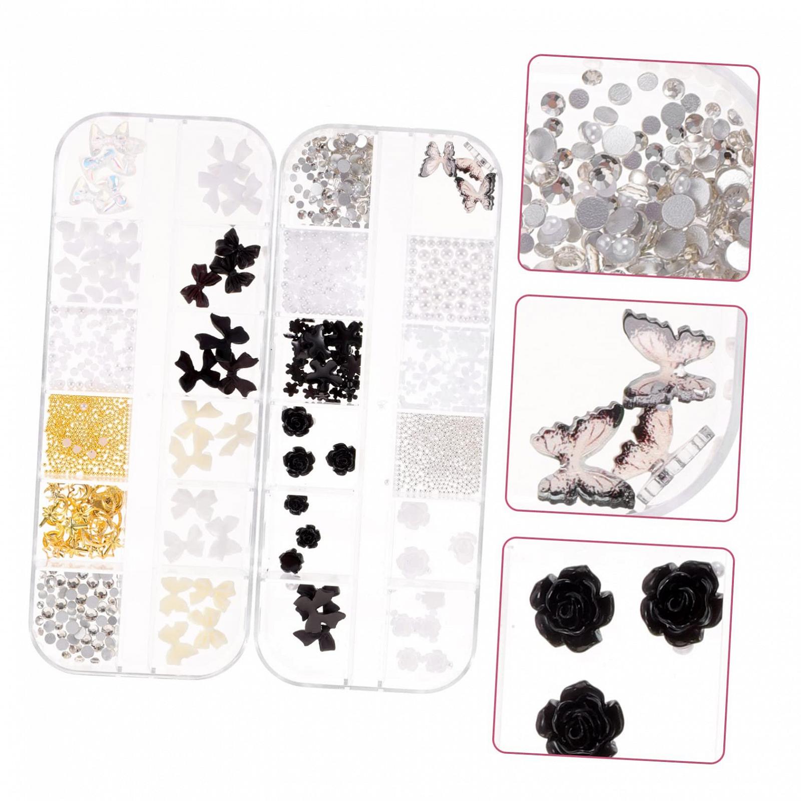 Діаманти для нігтів CANIGHT Чорний, 2 коробки, фото №5