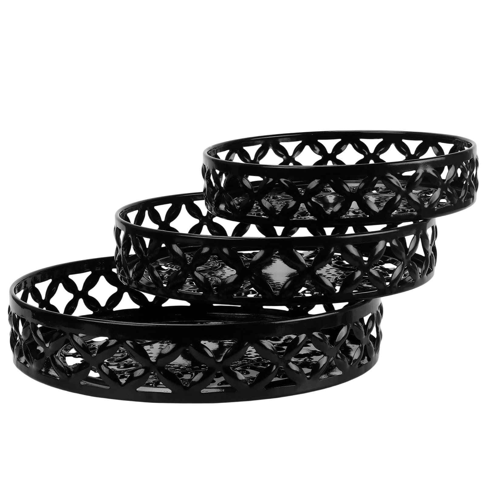 Подвесной горшок Набор 3 шт. Металлический с цепочками и крючками 28/25/22 см Черный, фото №6