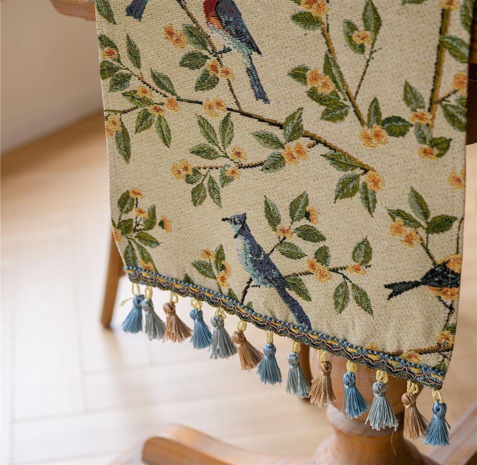 Настільна доріжка Oriole Jacquard Birds and Green Leaves 33 x 240 см Бежевий/Різнокольоровий, фото №6