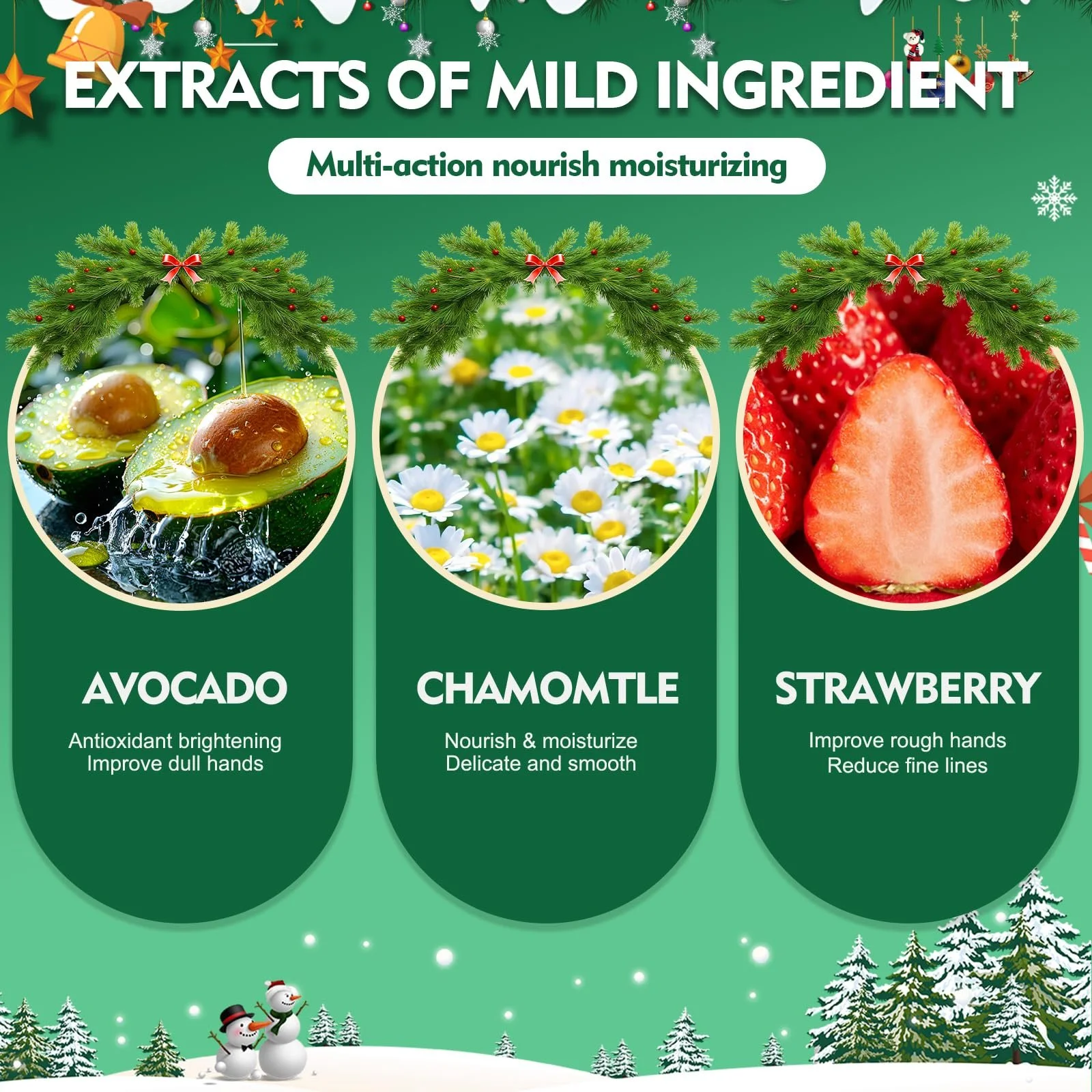 Набор подарочный Крем для рук и лосьон для тела Рождественский, с 3 кремами для рук и 2 кремами для тела, Мини крем для рук, Увлажняющий крем для сухих потрескавшихся рук и тела на зиму, Зимний подарок для женщин / мужчин / мам, фото №3