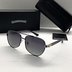 Мужские солнцезащитные очки-авиаторы Chrome Hearts черные металлические - Фото 1