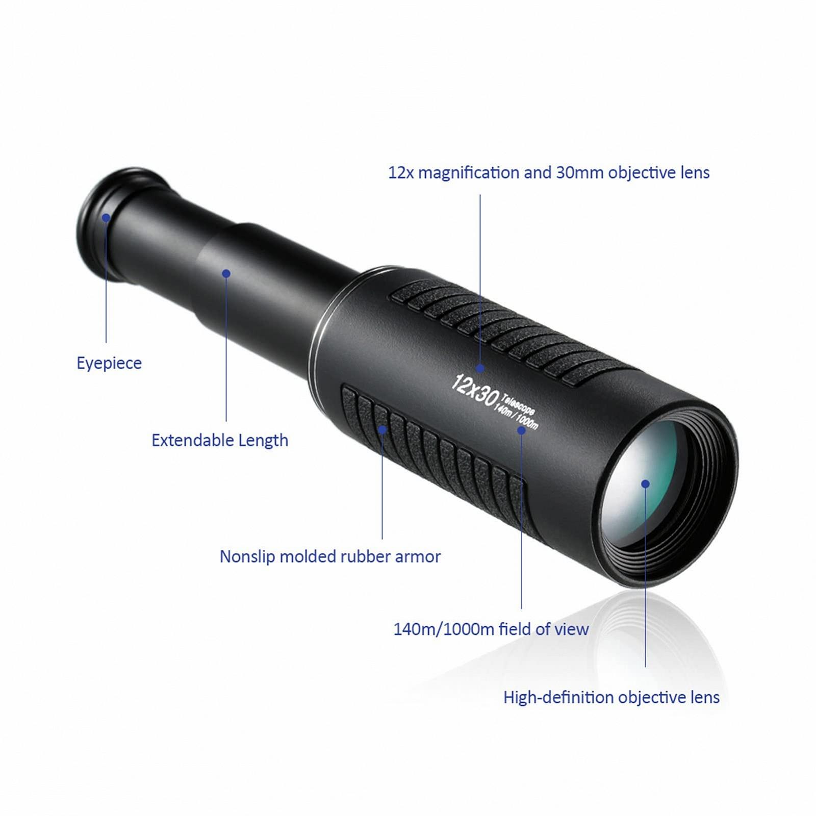 Монокуляр QHYTL 12x30 HD для професійного полювання та спостереження за птахами BAK4, фото №5