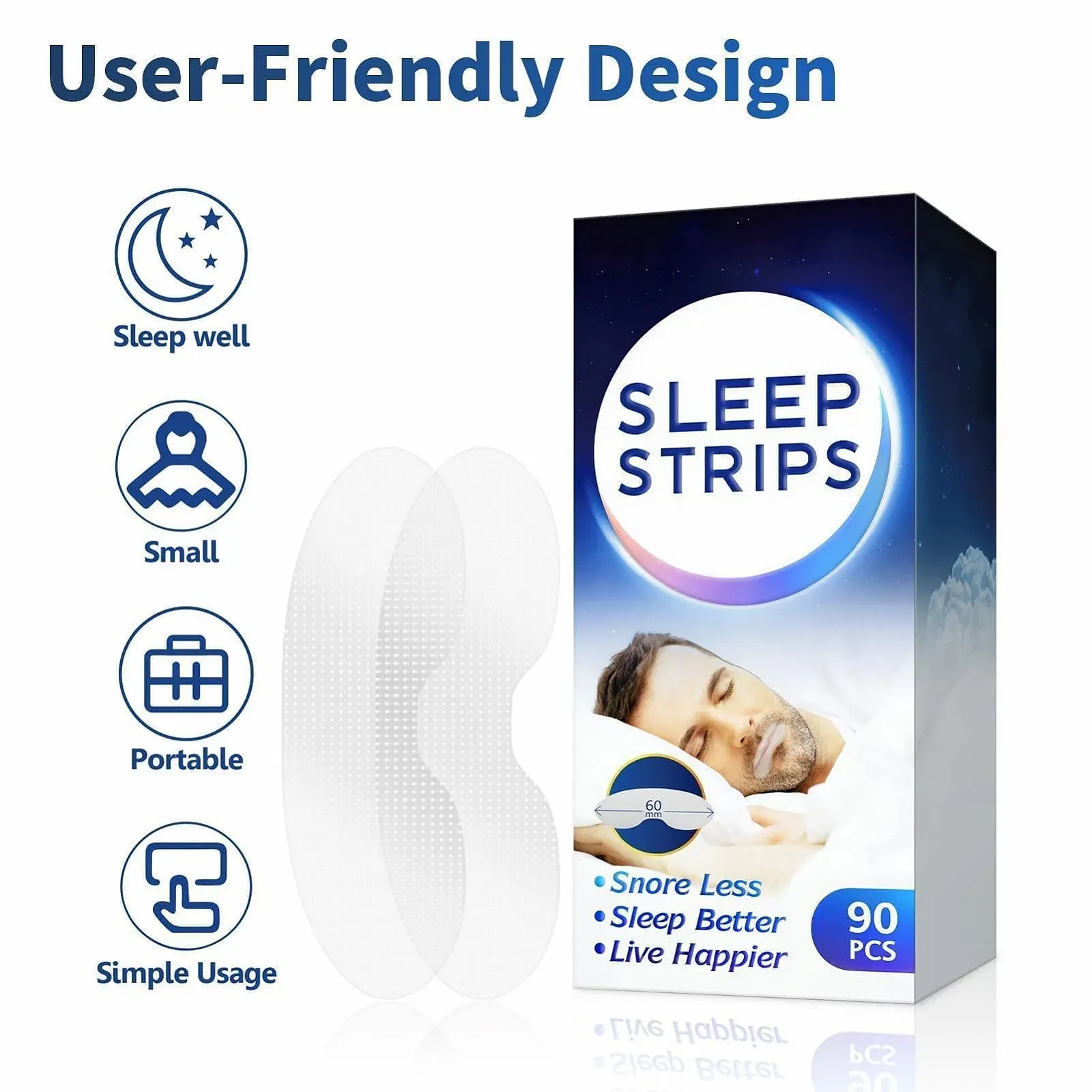 Пластыри для сна на рот (90 шт. в упаковке), Полоски для рта против храпа, фото №3