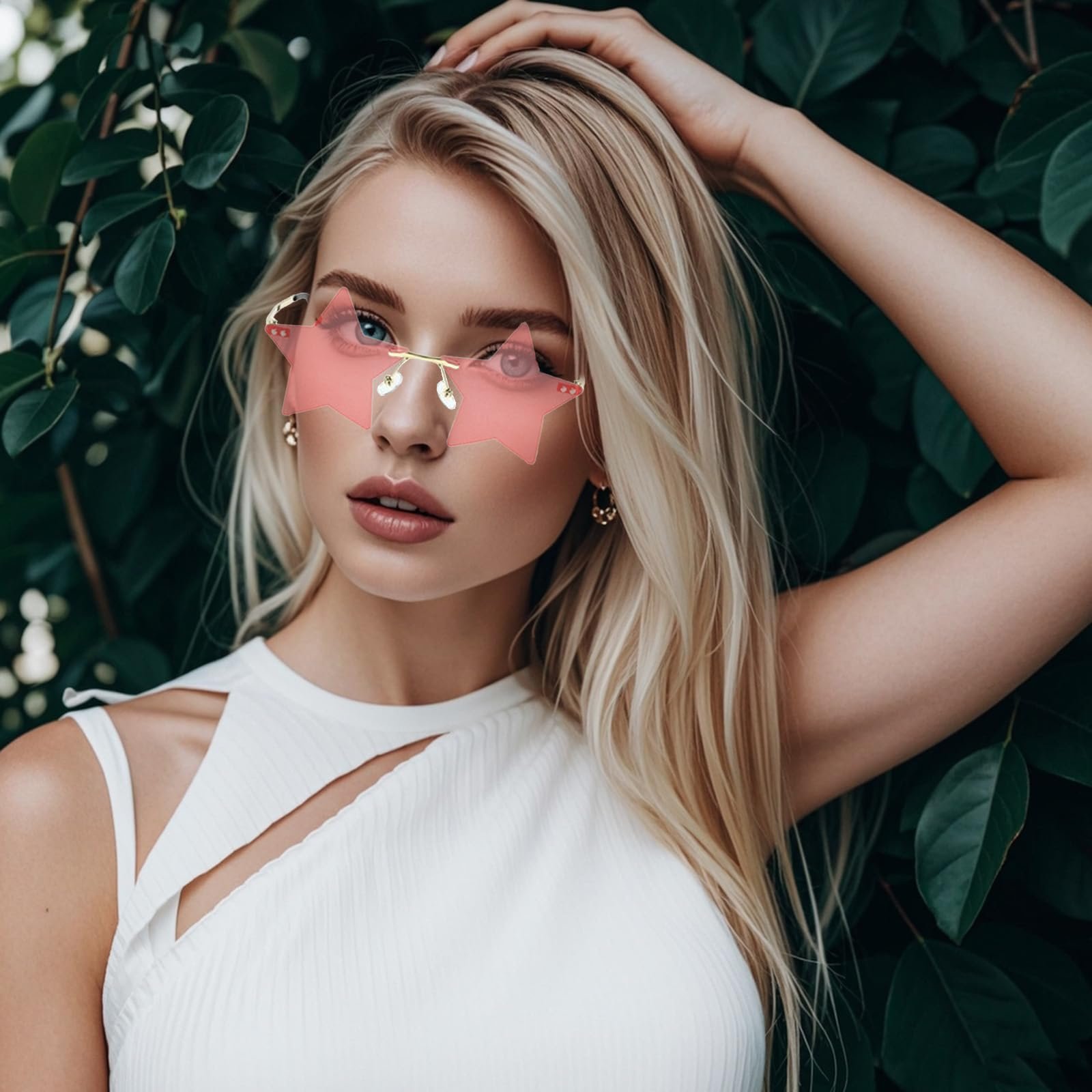 Сонцезахисні окуляри Зірка ASFWAGQ Прозорі рожеві, фото №7