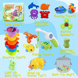 Игрушка для ванны заводная, стаканчики, рыбалка, книжка для ванны, игрушечные животные synthetic.ua - Фото 1