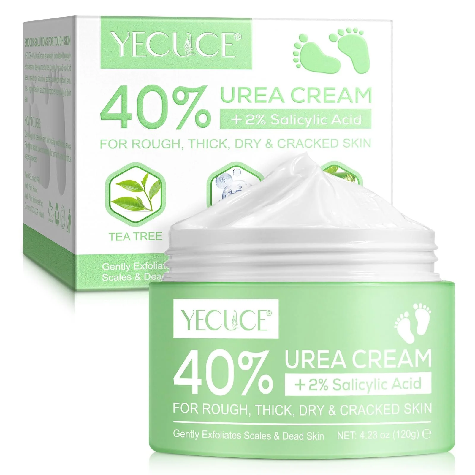 Крем для ніг Urea Cream 40% з гіалуроновою кислотою, чайним деревом та алое вера 120 г, фото №1
