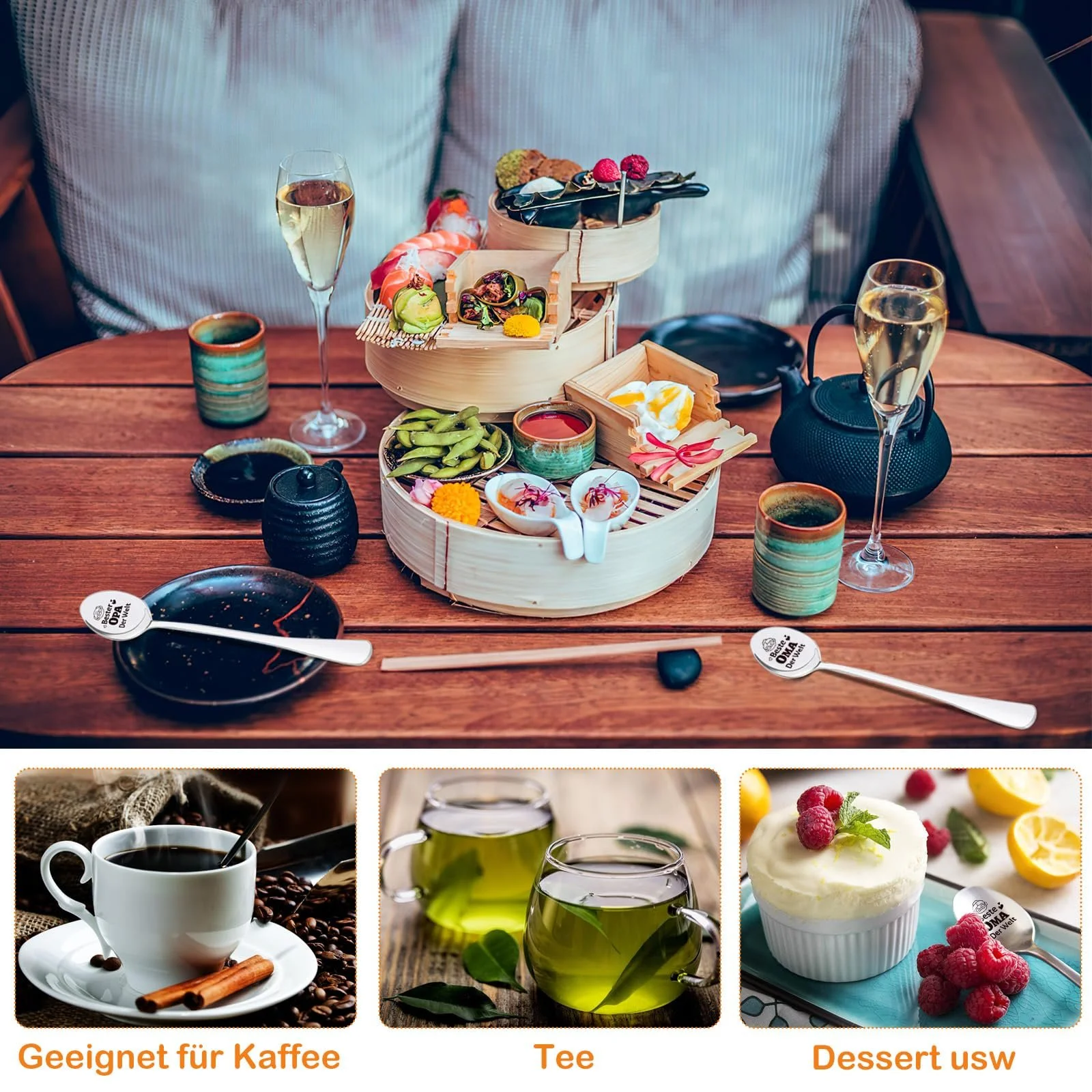 Ложка для кави HOWAF З написом Beste Opa Oma Der Welt, 2 шт., фото №6