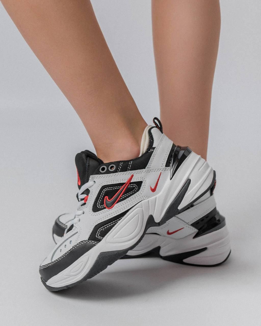 Женские кроссовки Nike M2K Tekno Premium черно белые кожаные кросы найк текно демисезонная обувь, фото №3