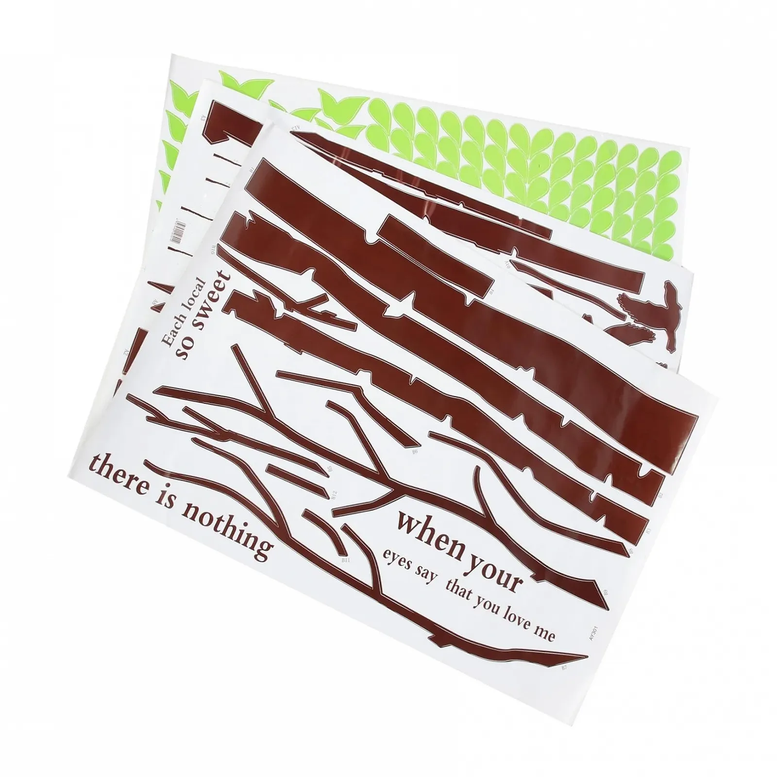 Наклейка на стіну HEMOTON Tree Bird Birch Tree Green, фото №1