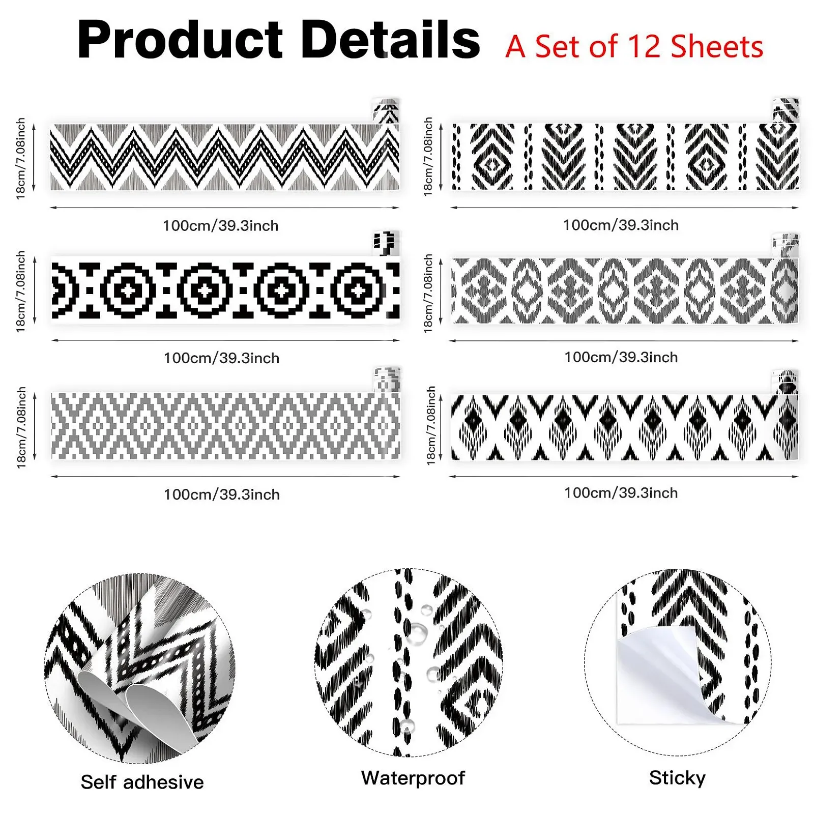 Наклейки для сходів CHDITB Vintage Набір 12 шт 18 x 100 см Самоклеюча, фото №8