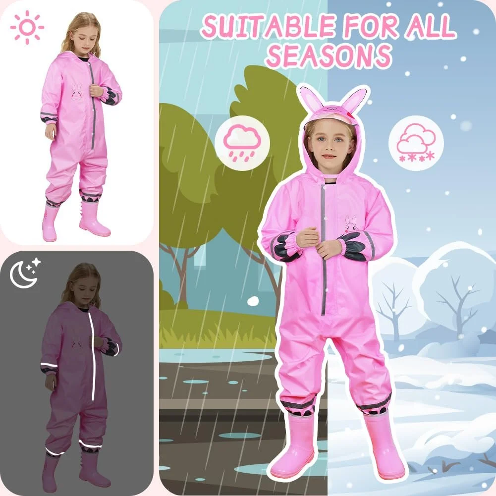 Дождевой костюм HAGOT Детский, детский дождевой костюм, дождевики для девочек и мальчиков, дождевой комбинезон для мальчиков и девочек, дождевой пончо с капюшоном, дождевики, цельный дождевой костюм, многоразовый, фото №5