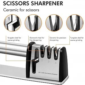 Точило для ножів 4 в 1 професійне для кухонних ножів та ножиць ручне synthetic.ua - Фото 1