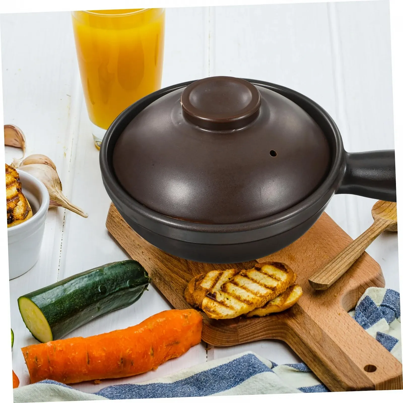 Ковш-кесероль Sand Pot Stoneware Pot з кришкою та однією ручкою термостійкий керамічний, фото №3