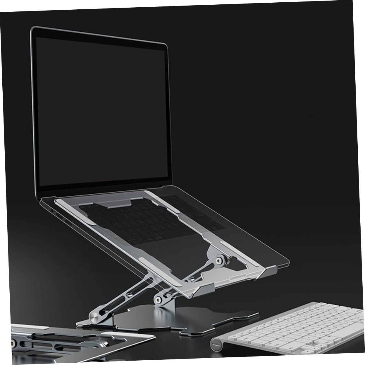 Подставка для ноутбука OSALADI Регулируемая по высоте Алюминиевый сплав Многофункциональная подставка для ноутбука с нескользящими силиконовыми накладками для стабильности и защиты для путешествий и офиса, фото №8