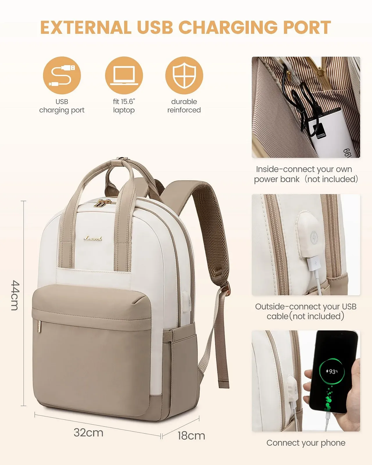 Рюкзак для ноутбука LOVEVOOK 15.6 дюйма Waterproof Elegant, фото №5