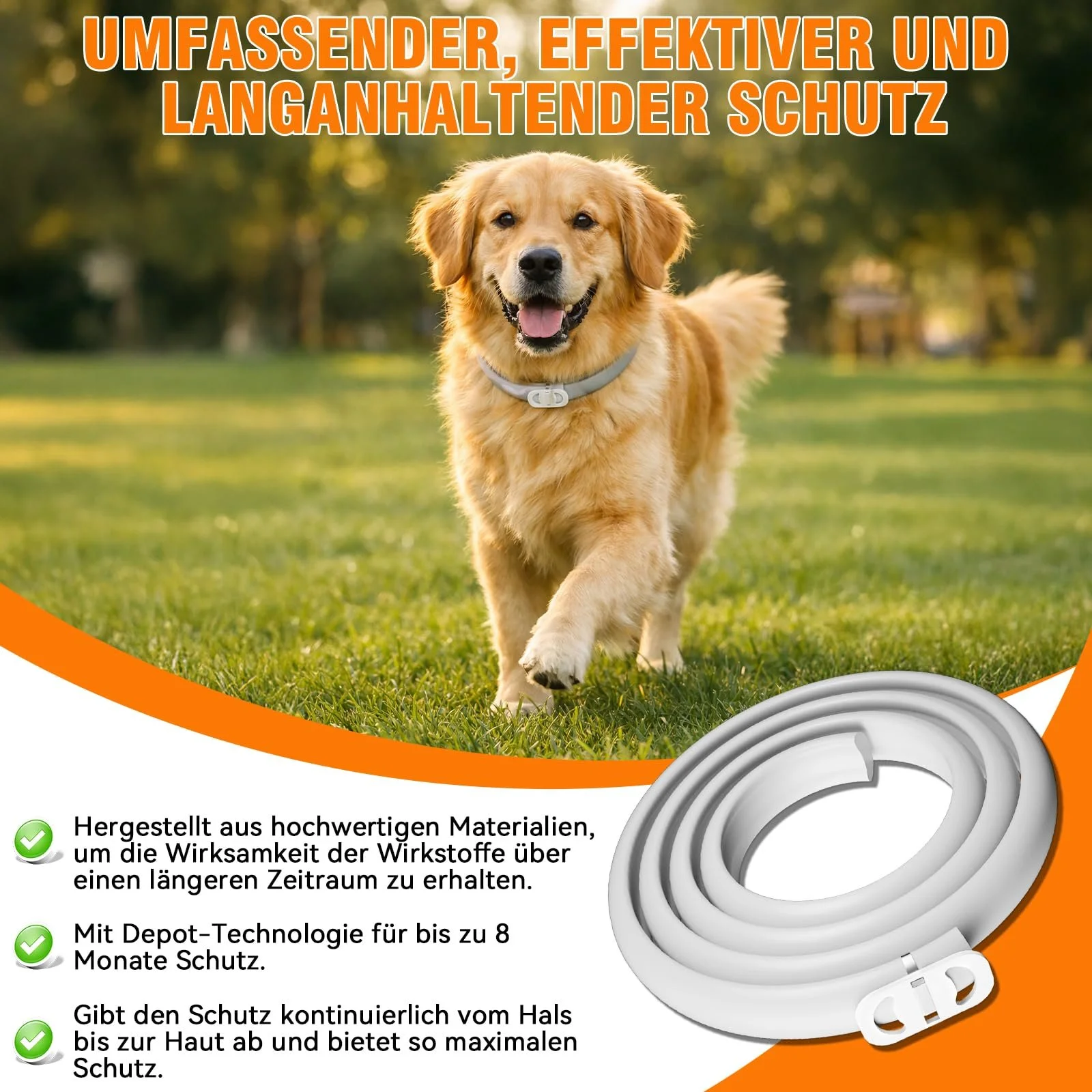 Нашийник від бліх та кліщів для собак 8 Months Protection Adjustable Waterproof 65 см 2 шт, фото №2