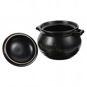 Кастрюля GALPADA керамическая 2 л черная с крышкой энергосберегающая - Фото 1