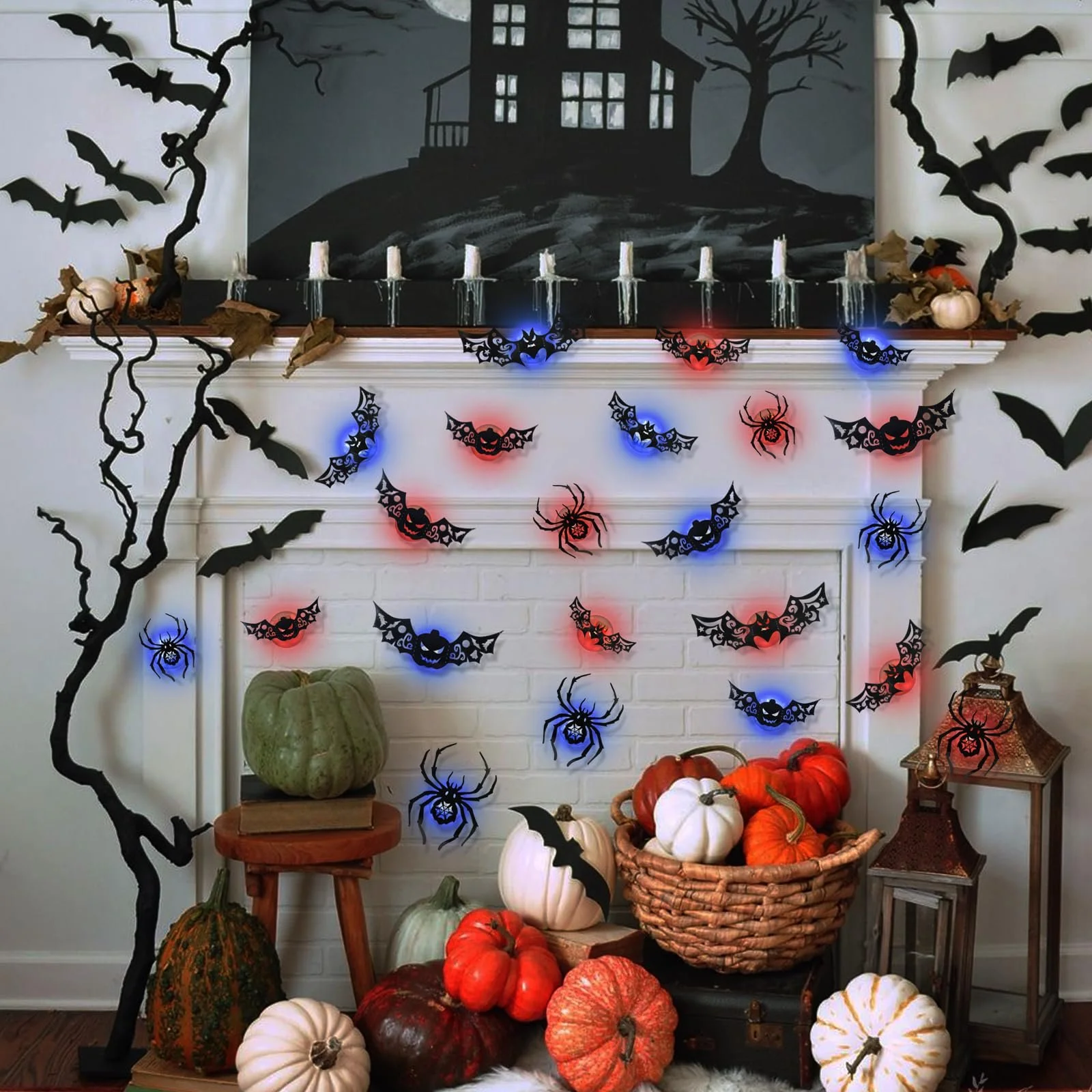 Наклейки на стіну Halloween LED 3D Bats Spider Window Decoration DIY Набір 24 шт., фото №5 Наклейки на стіну Halloween LED 3D Bats Spider Window Decoration DIY Набір 24 шт., фото №5