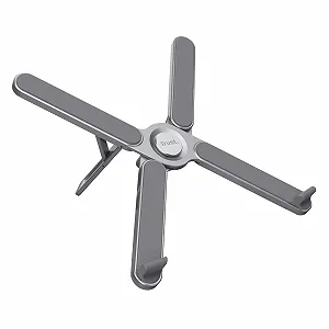 Подставка для ноутбука складная Trust Macy, 17,3 дюйма, алюминиевая, складная подставка для ноутбука, 7 уровней, регулируемая по высоте подставка для ноутбука для домашнего офиса, MacBook Pro Air Notebook - Серая - Фото 1