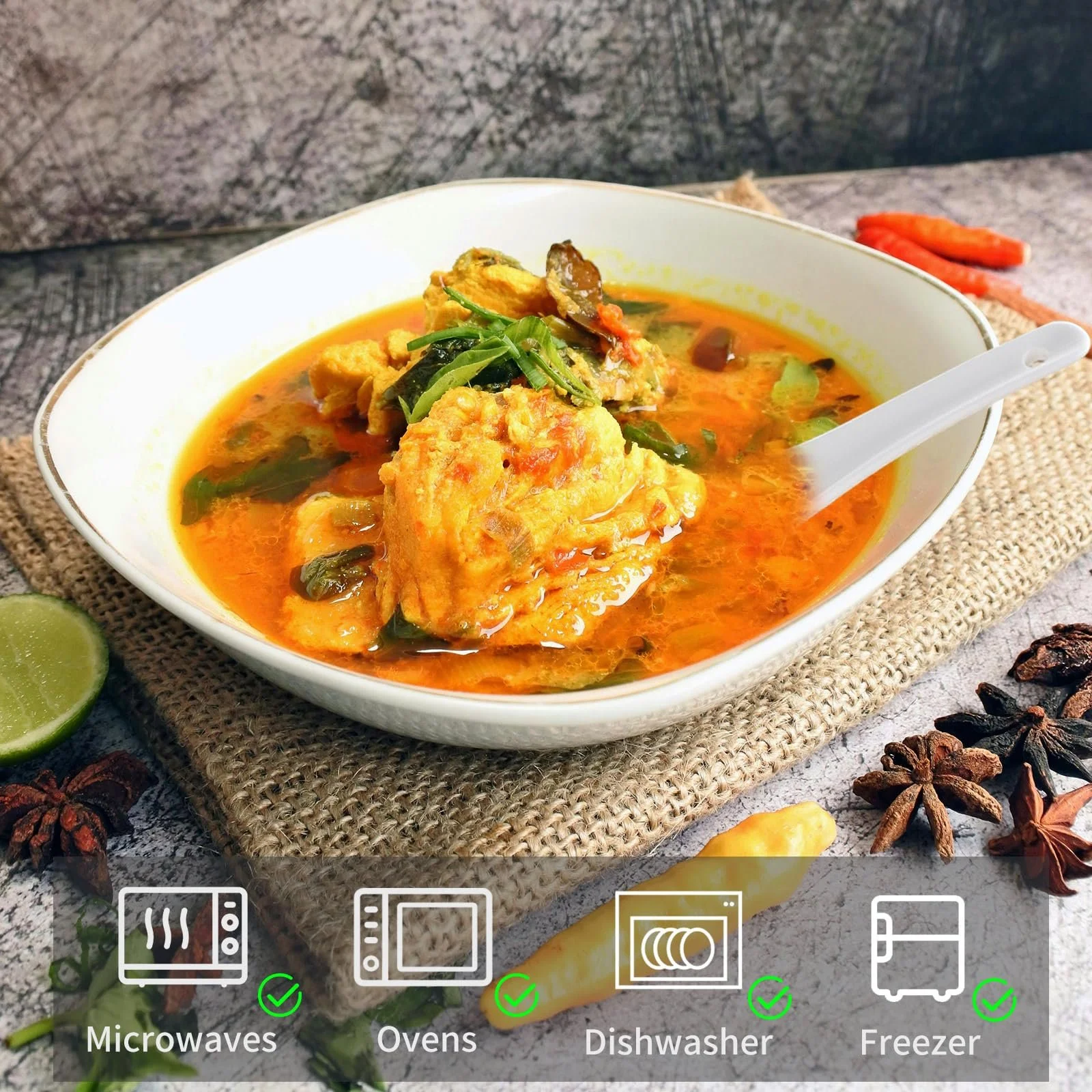 Ложки суповые Керамические 12 шт Белый, фото №3