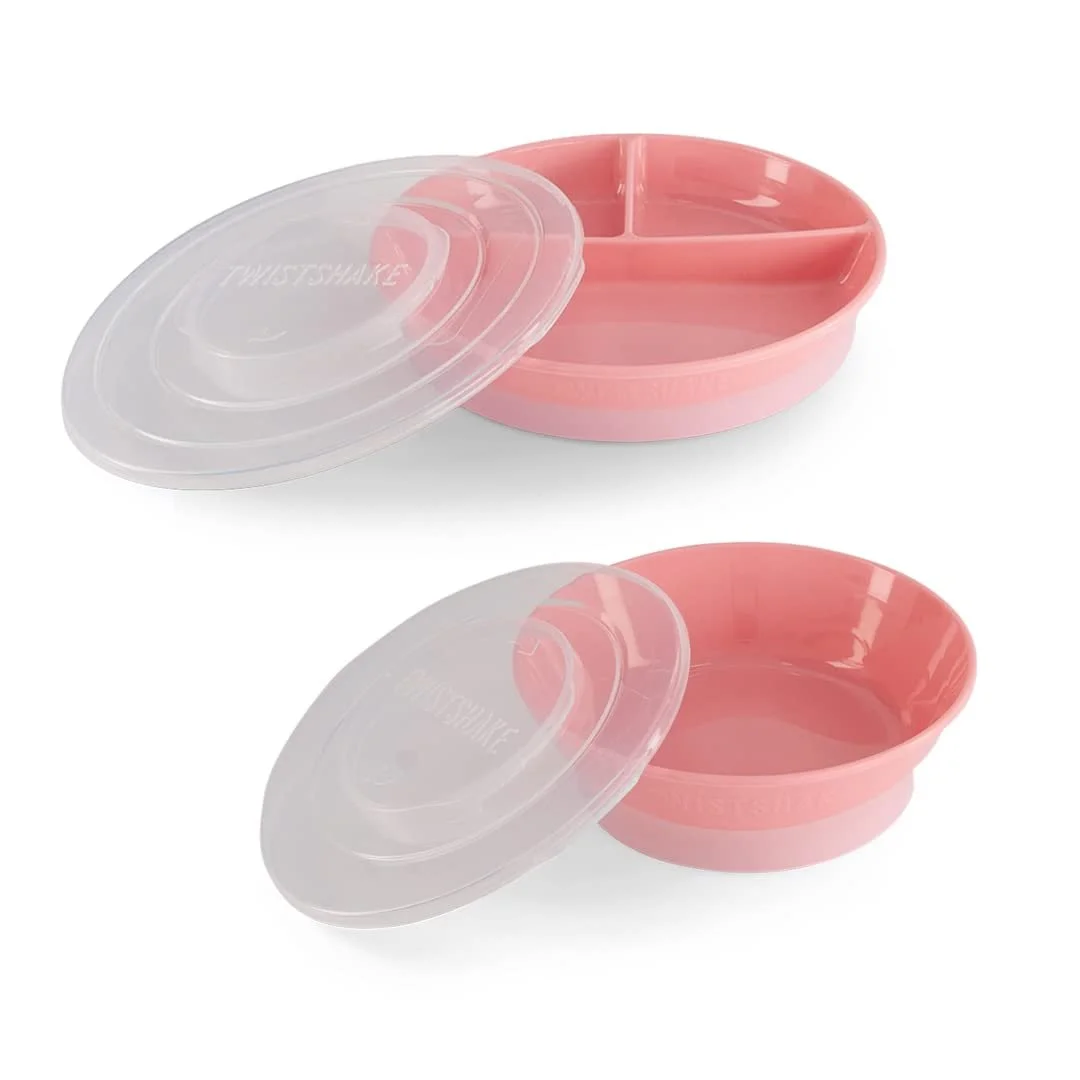 Розділена дитяча тарілка Twistshake, без BPA, рожева, фото №1 Розділена дитяча тарілка Twistshake, без BPA, рожева, фото №1